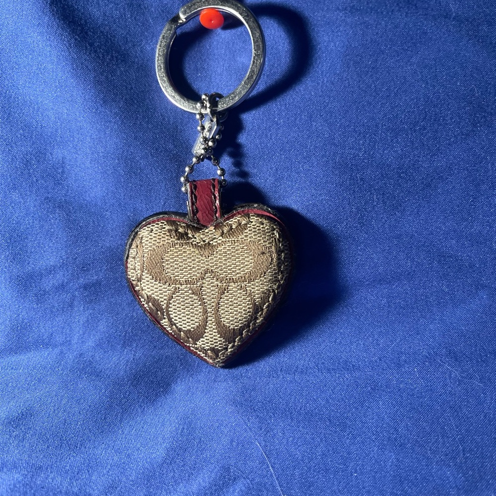 RARE Coach monogram maroon and brown heart!